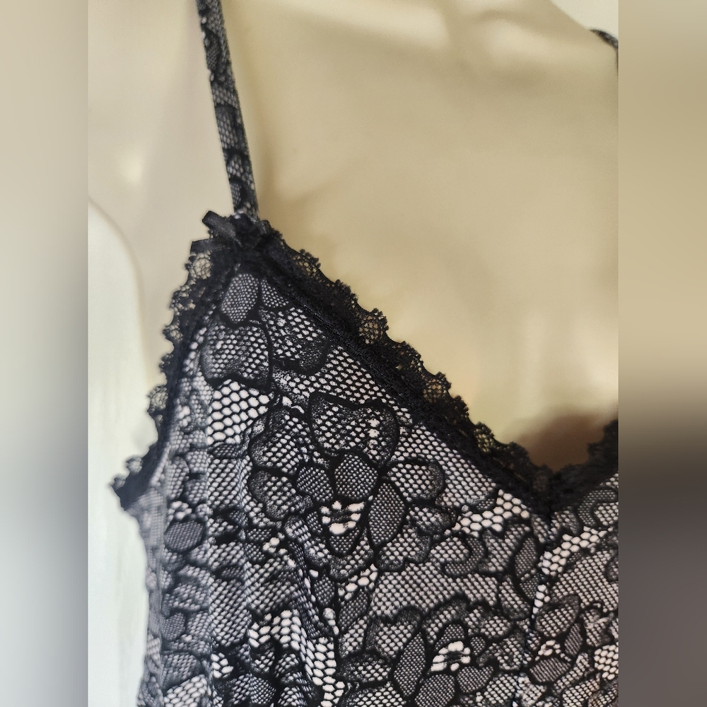 René Rofé Black Floral Lace Chemise Nightgown Sleepwear Size Large Sexy Lingerie - Picture 4 of 6